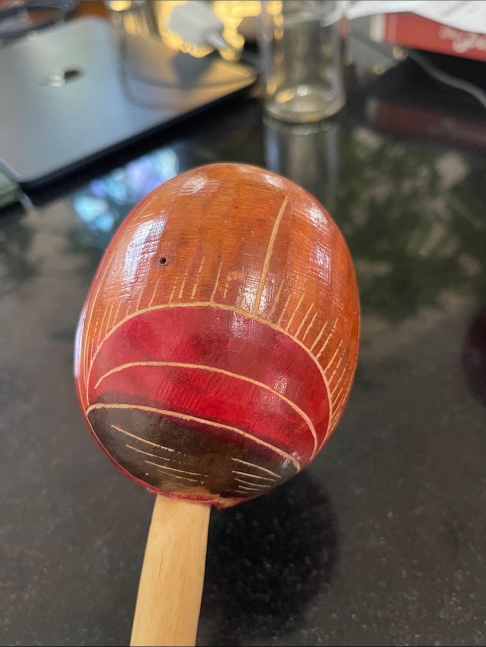 Hand-Painted Red Wooden Maracas - Decorative Home Accent - Picture 3 of 5